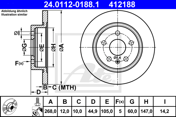 ATE 24.0112-0188.1 Discofreno-Discofreno-Ricambi Euro