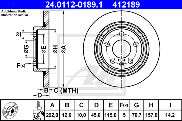 ATE 24.0112-0189.1 Discofreno-Discofreno-Ricambi Euro