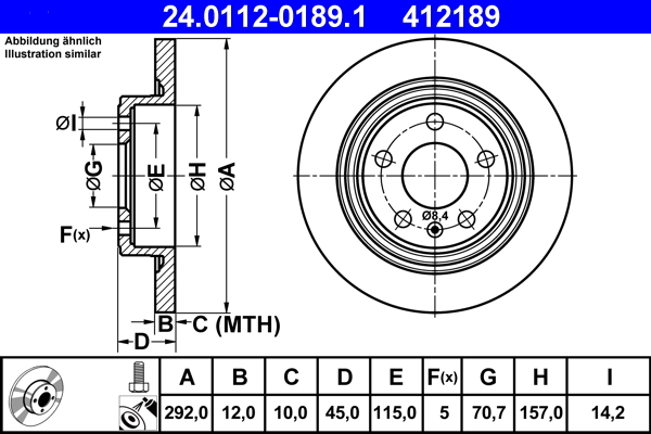 ATE 24.0112-0189.1 Disc frana