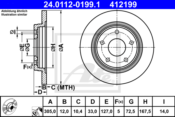 ATE 24.0112-0199.1 Discofreno-Discofreno-Ricambi Euro