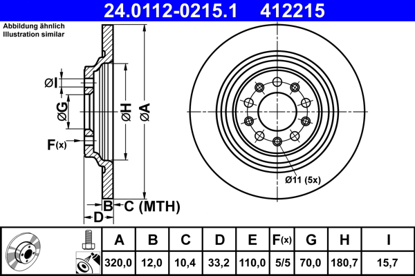 ATE 24.0112-0215.1 Disc frana