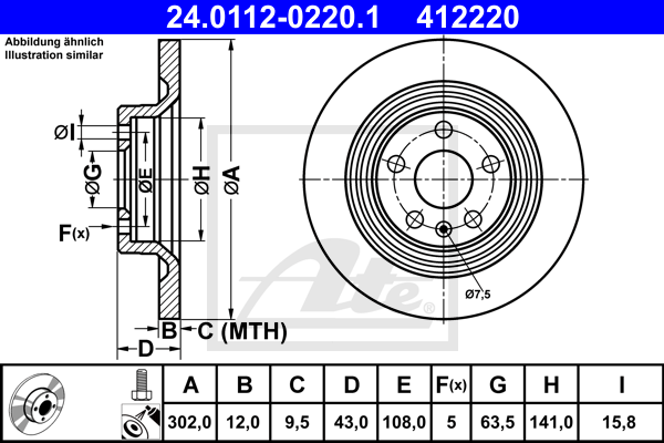 ATE 24.0112-0220.1 Discofreno-Discofreno-Ricambi Euro