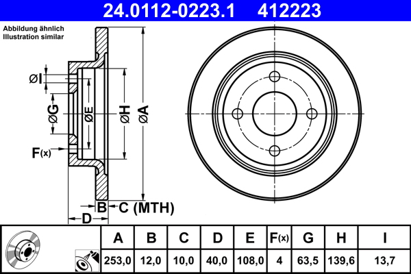 ATE 24.0112-0223.1 Disc frana