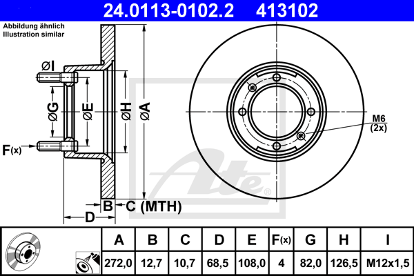 ATE 24.0113-0102.2 Discofreno-Discofreno-Ricambi Euro