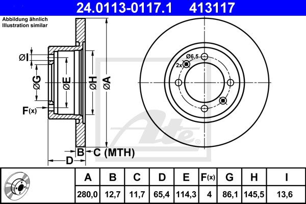 ATE 24.0113-0117.1 Discofreno-Discofreno-Ricambi Euro