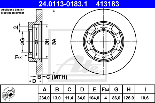 ATE 24.0113-0183.1 Discofreno-Discofreno-Ricambi Euro