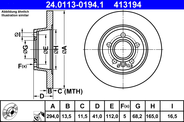 ATE 24.0113-0194.1 Disc frana