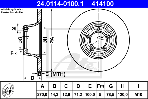 ATE 24.0114-0100.1 Discofreno-Discofreno-Ricambi Euro