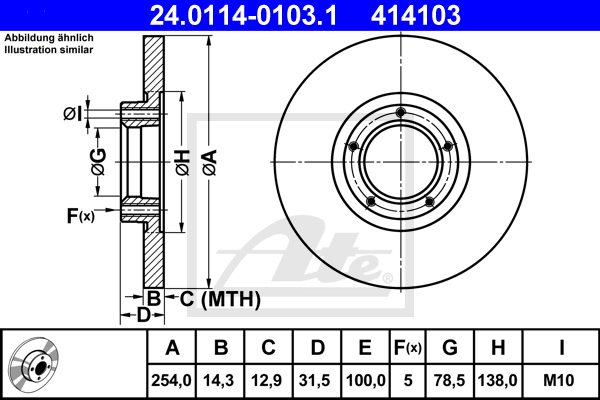 ATE 24.0114-0103.1 Discofreno-Discofreno-Ricambi Euro