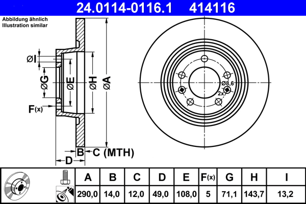 ATE 24.0114-0116.1 Disc frana