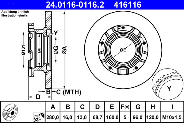 ATE 24.0116-0116.2 Bremsscheibe