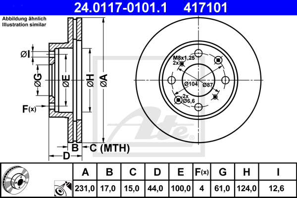 ATE 24.0117-0101.1 Discofreno-Discofreno-Ricambi Euro