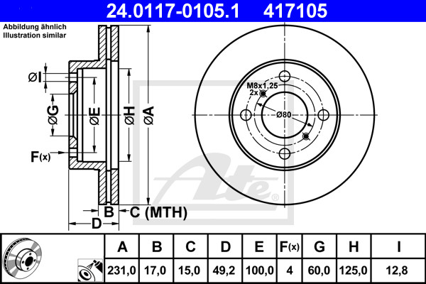 ATE 24.0117-0105.1 Discofreno-Discofreno-Ricambi Euro