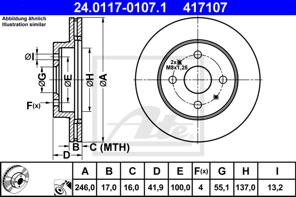 ATE 24.0117-0107.1 Discofreno-Discofreno-Ricambi Euro