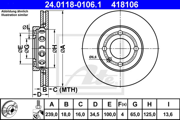 ATE 24.0118-0106.1 Discofreno-Discofreno-Ricambi Euro