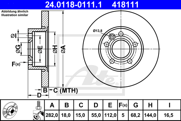 ATE 24.0118-0111.1 Discofreno-Discofreno-Ricambi Euro