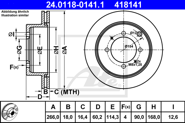 ATE 24.0118-0141.1 Discofreno-Discofreno-Ricambi Euro