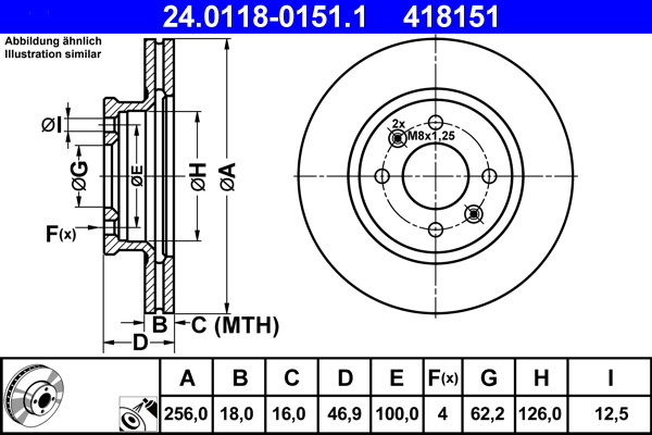 ATE 24.0118-0151.1 Disc frana