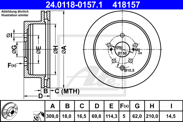 ATE 24.0118-0157.1 Discofreno-Discofreno-Ricambi Euro