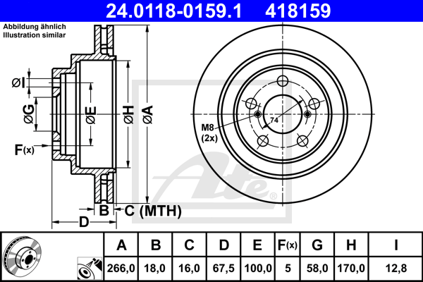 ATE 24.0118-0159.1 Discofreno-Discofreno-Ricambi Euro