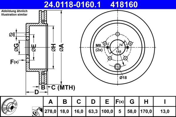 ATE 24.0118-0160.1 Disc frana