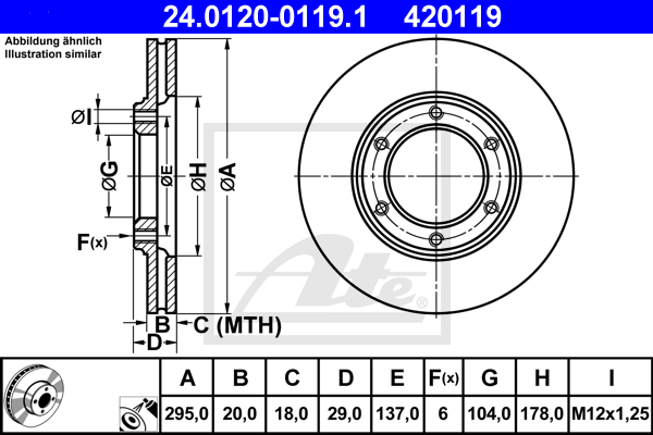 ATE 24.0120-0119.1 Discofreno-Discofreno-Ricambi Euro