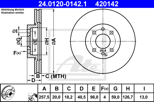 ATE 24.0120-0142.1 Discofreno-Discofreno-Ricambi Euro