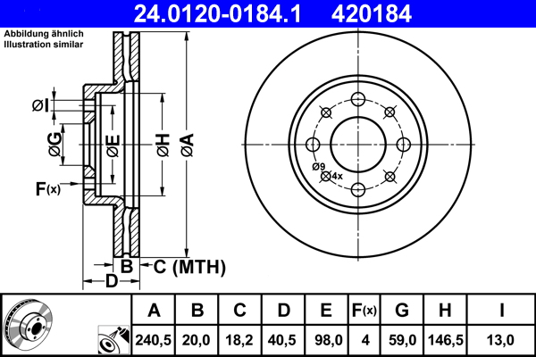 ATE 24.0120-0184.1 Disc frana