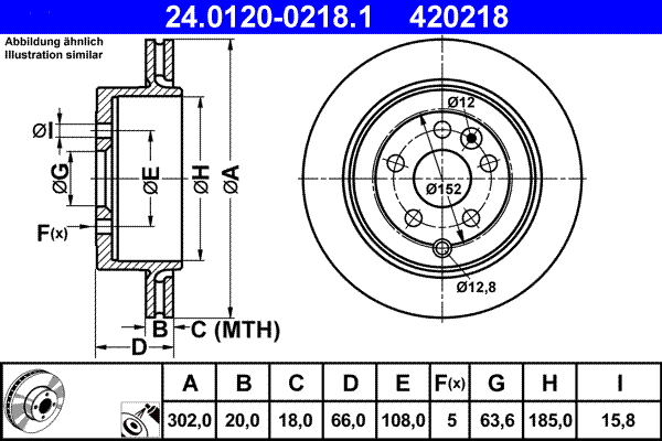 ATE 24.0120-0218.1 Disc frana