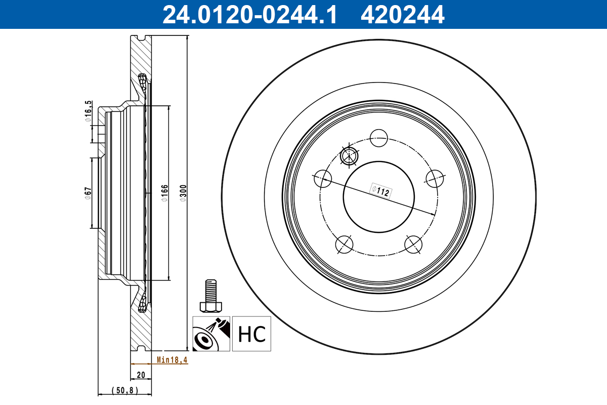 ATE 24.0120-0244.1 Disc frana