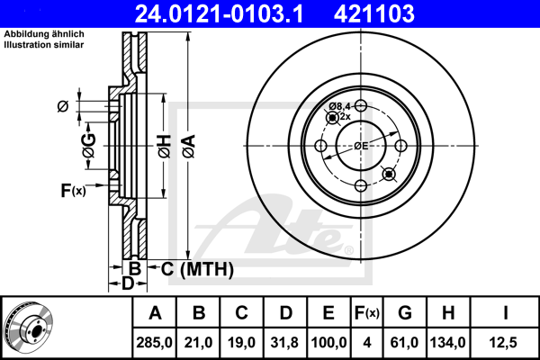 ATE 24.0121-0103.1 Discofreno-Discofreno-Ricambi Euro