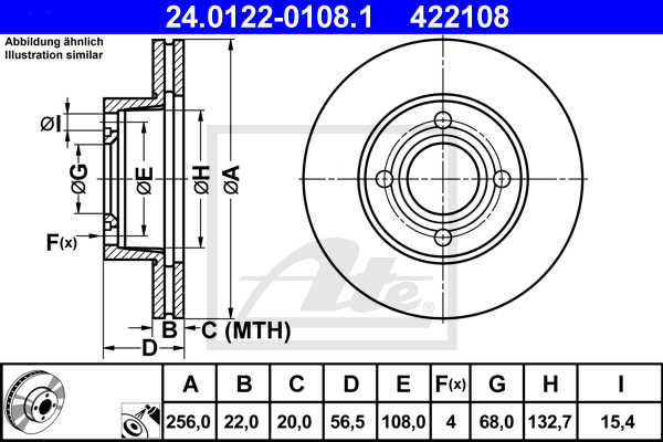 ATE 24.0122-0108.1 Discofreno-Discofreno-Ricambi Euro