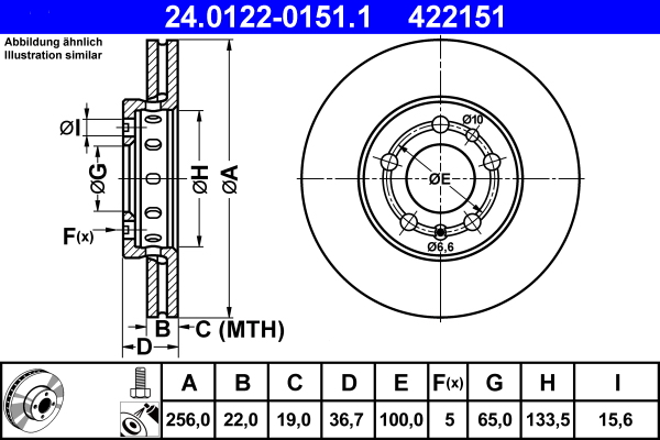 ATE 24.0122-0151.1 Disc frana