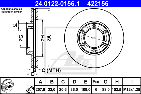 ATE 24.0122-0156.1 Discofreno-Discofreno-Ricambi Euro