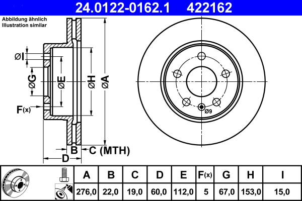 ATE 24.0122-0162.1 Disc frana