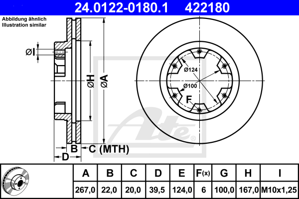 ATE 24.0122-0180.1 Discofreno-Discofreno-Ricambi Euro