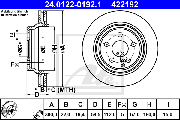 ATE 24.0122-0192.1 Discofreno-Discofreno-Ricambi Euro