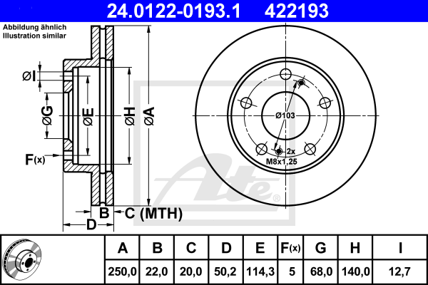 ATE 24.0122-0193.1 Discofreno-Discofreno-Ricambi Euro