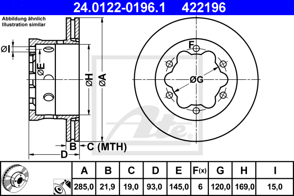 ATE 24.0122-0196.1 Discofreno-Discofreno-Ricambi Euro