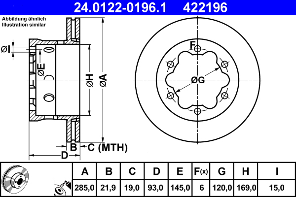 ATE 24.0122-0196.1 Disc frana