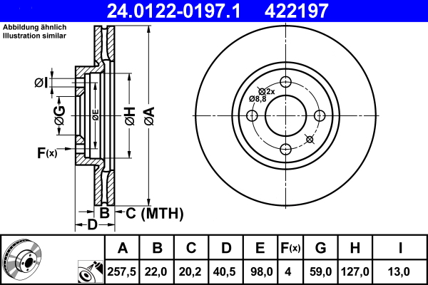 ATE 24.0122-0197.1 Disc frana