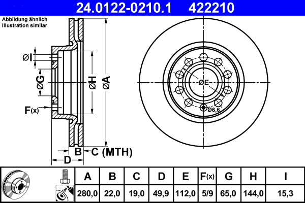 ATE 24.0122-0210.1 Disc frana