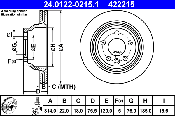 ATE 24.0122-0215.1 Disc frana