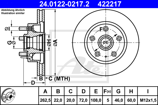 ATE 24.0122-0217.2 Discofreno-Discofreno-Ricambi Euro