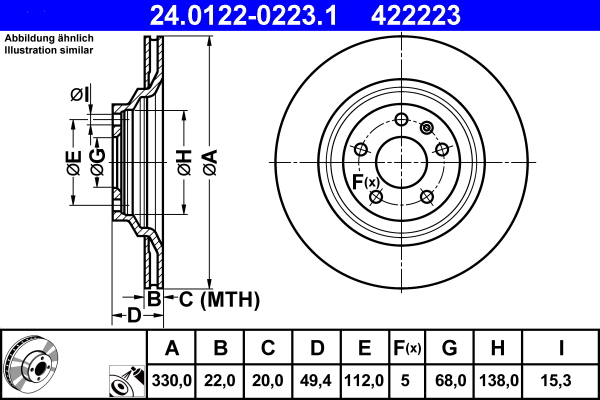 ATE 24.0122-0223.1 Disc frana