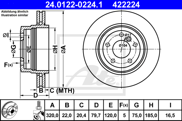 ATE 24.0122-0224.1 Discofreno-Discofreno-Ricambi Euro