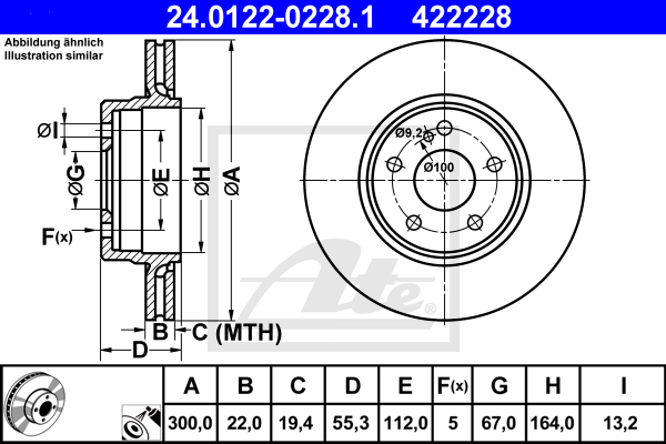 ATE 24.0122-0228.1 Discofreno-Discofreno-Ricambi Euro