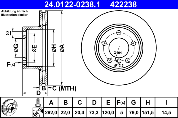 ATE 24.0122-0238.1 Disc frana