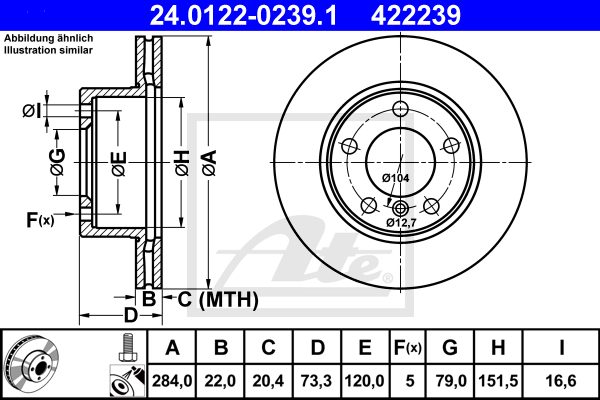 ATE 24.0122-0239.1 Discofreno-Discofreno-Ricambi Euro