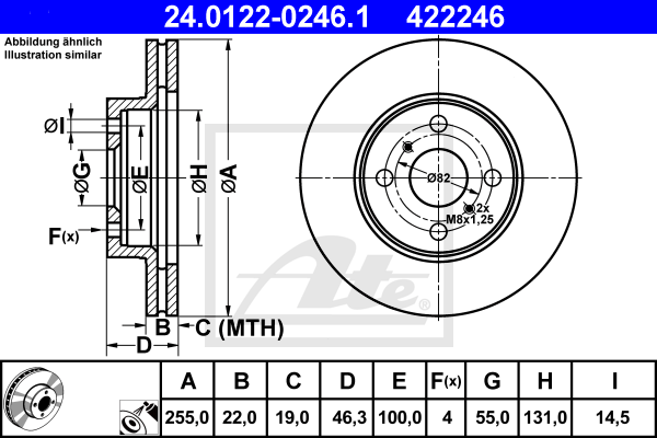 ATE 24.0122-0246.1 Discofreno-Discofreno-Ricambi Euro